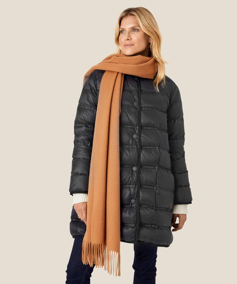 grande écharpe en laine à franges, Tobacco Brown