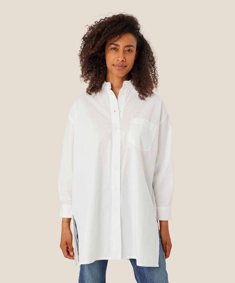 chemise boutonnée en coton, White