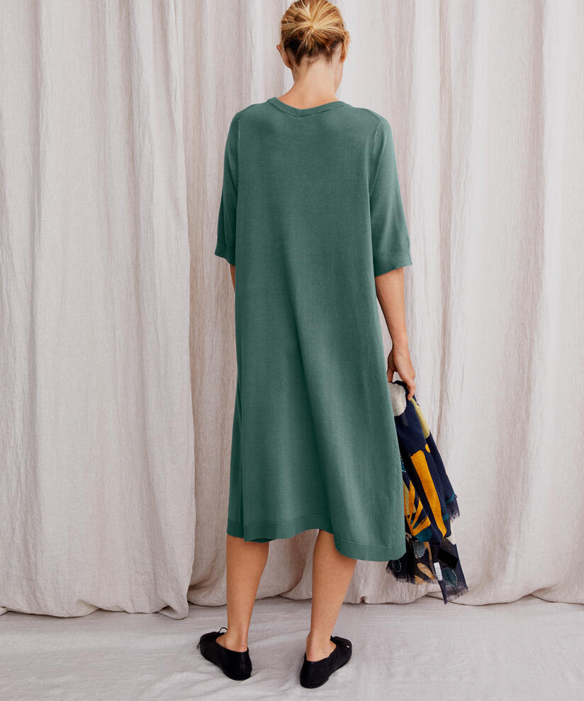 robe en maille douce à col rond, Balsam Green