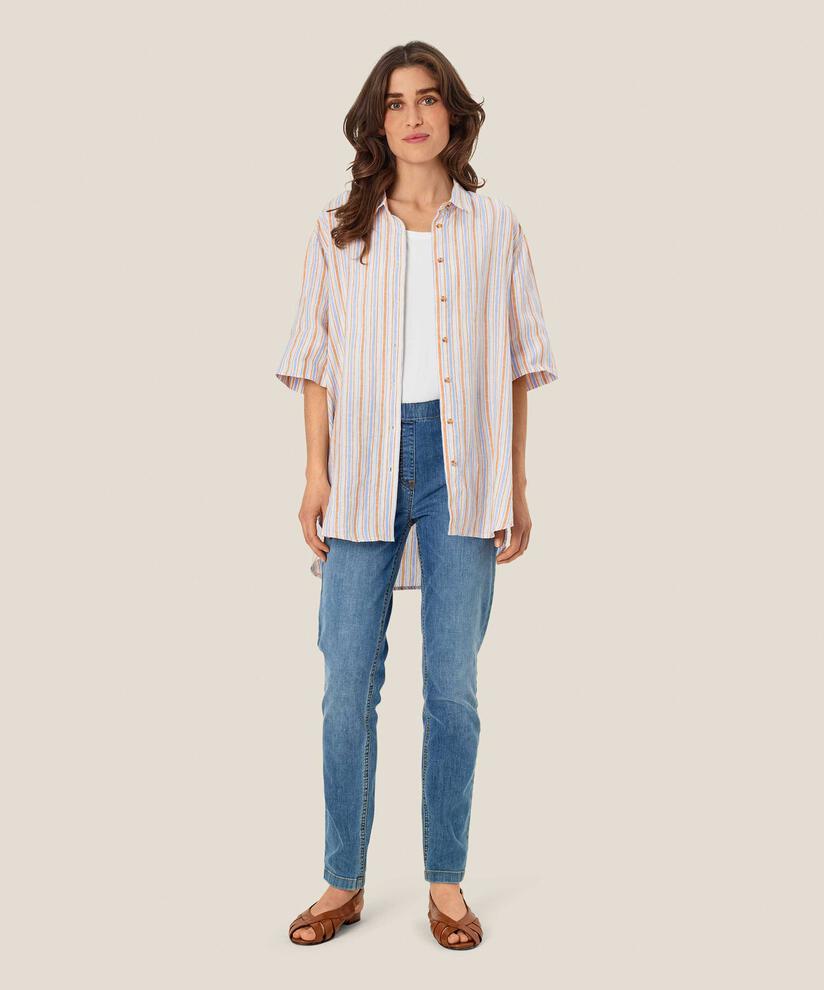 chemise en lin rayée à manches courtes, Inca Gold