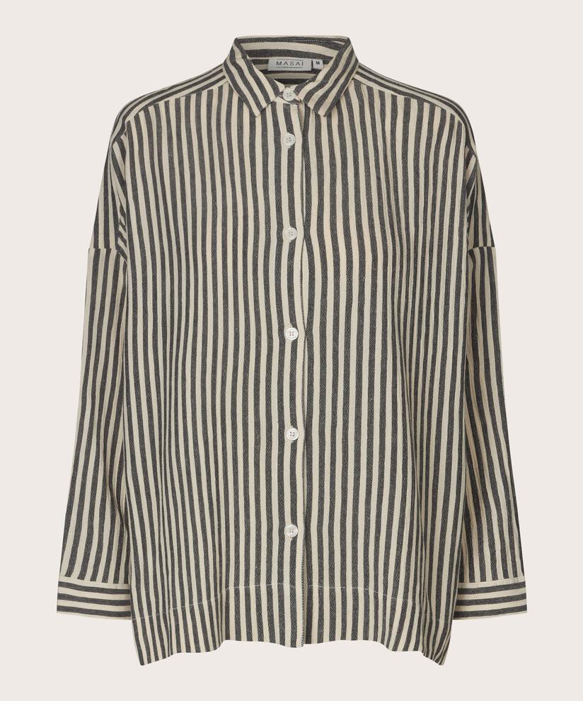 chemise rayée en mélange de coton, Black