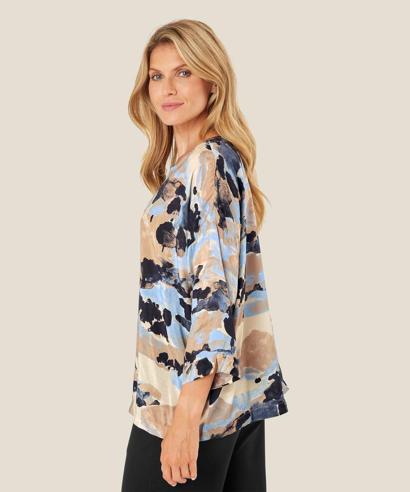 Blouse En Viscose À Manches 3/4, Steel Grey