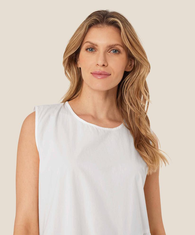 robe en popeline de coton avec coutures décoratives, White