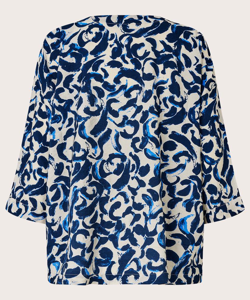 Blouse En Viscose Imprimée À Manches 3/4, Ultramarine