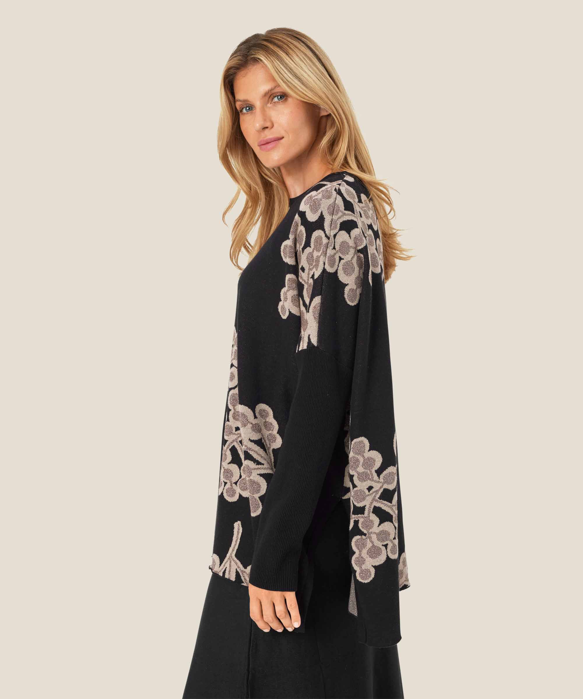 pull en coton à motif floral, Black