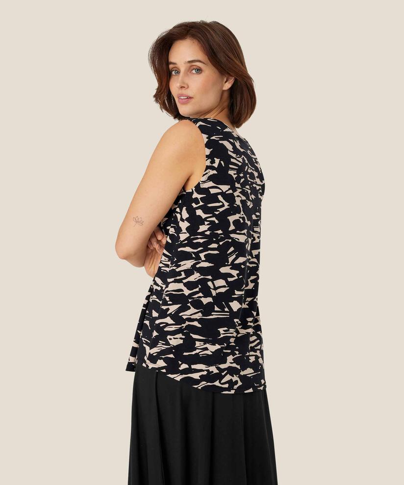 Top En Jersey Sans Manches À Col Rond, Black