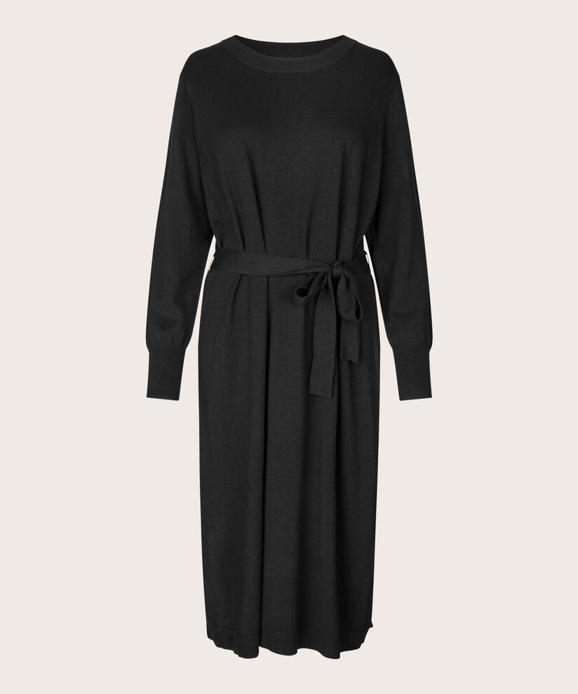 robe en maille fine avec ceinture à nouer, Black