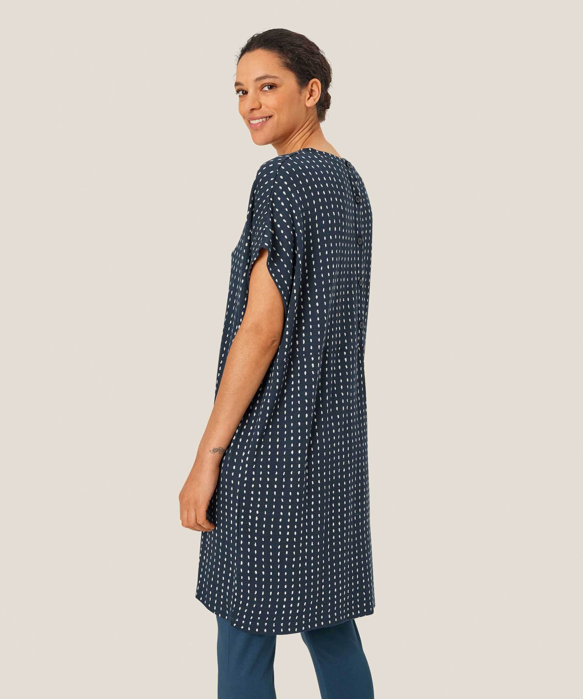 tunique en jersey avec détail boutonné dans le dos, Mood Indigo