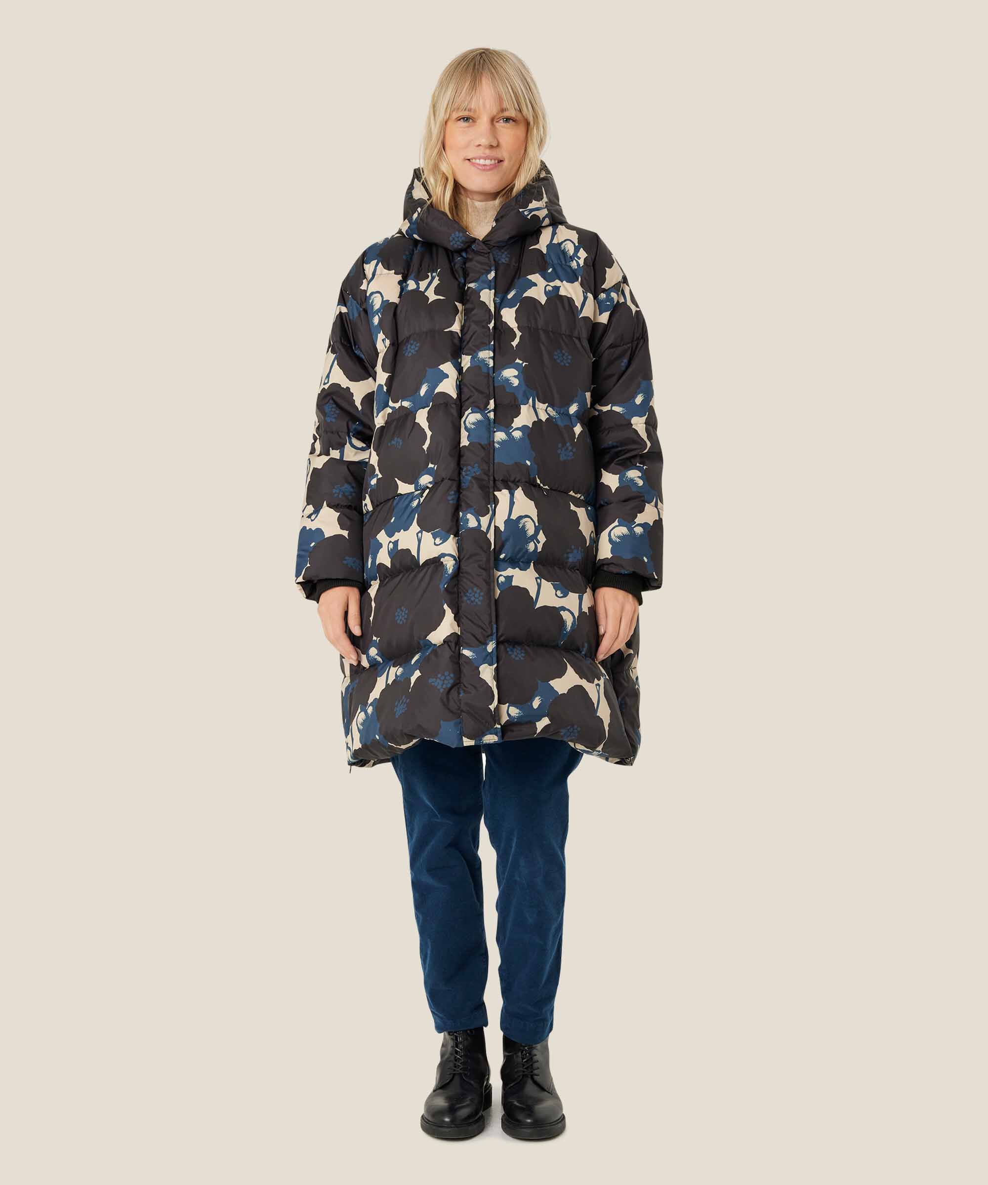 manteau en duvet à fleurs avec capuche, Moonlit Ocean