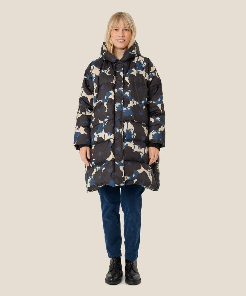 manteau en duvet à fleurs avec capuche, Moonlit Ocean