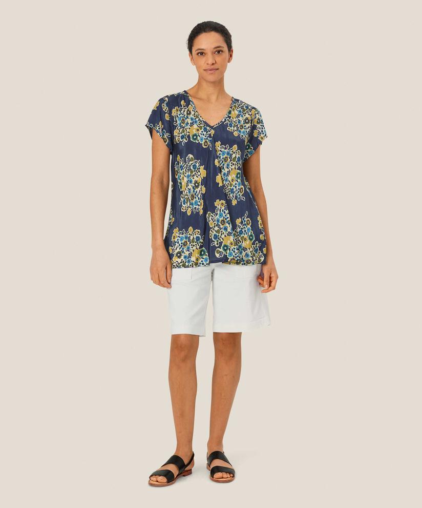 Top En Viscose Imprimé À Col V, Mood Indigo