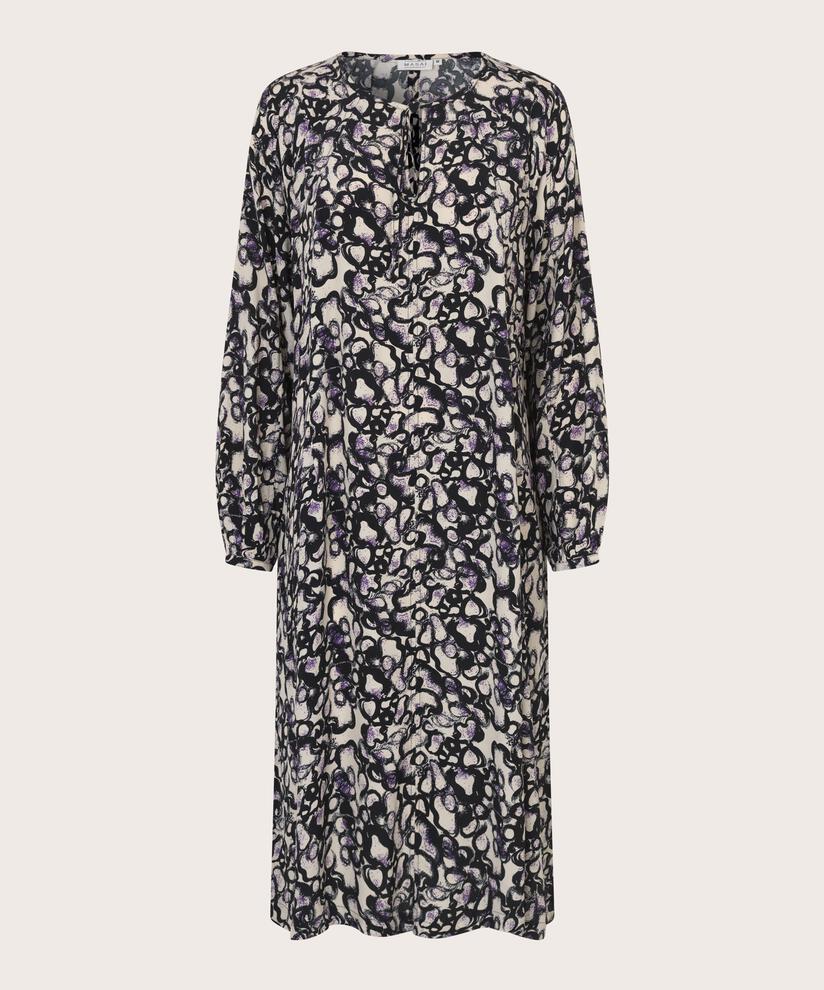 robe imprimée avec poches fendues et liens, Meadow Violet