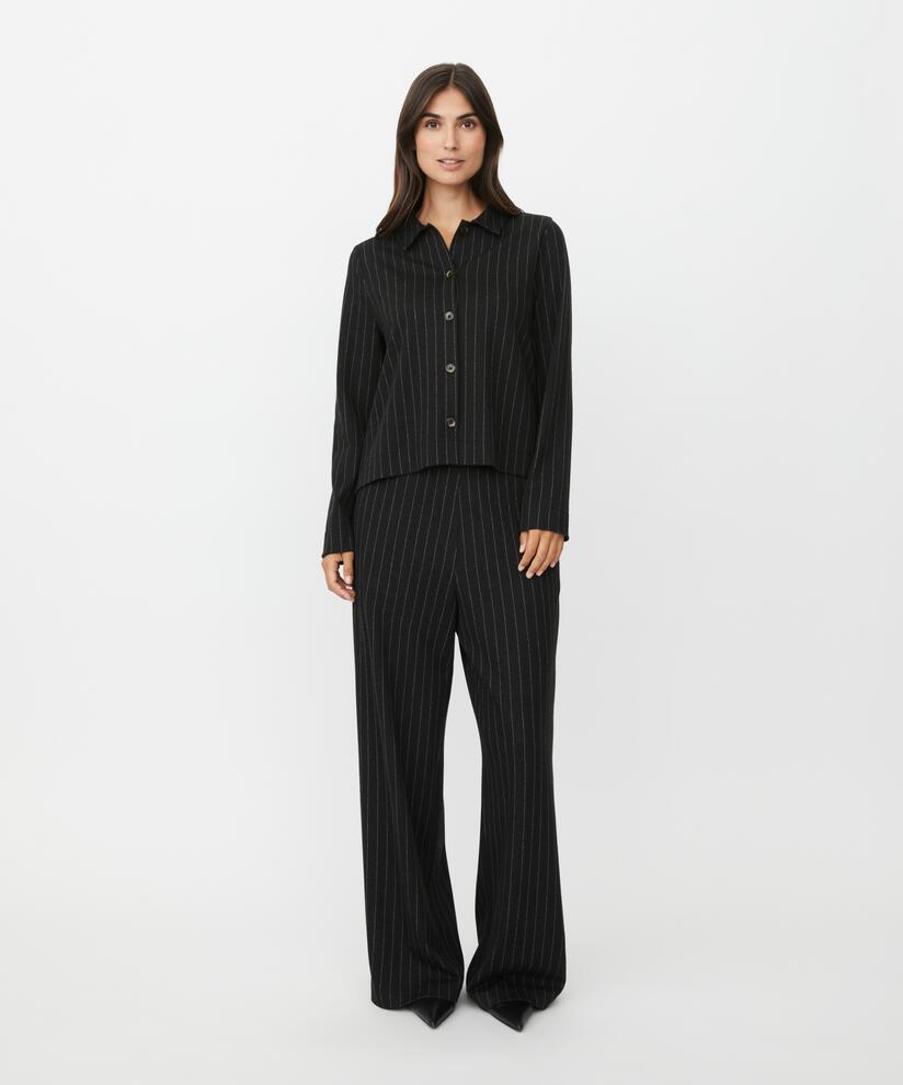 pantalon en jersey à fines rayures, Black