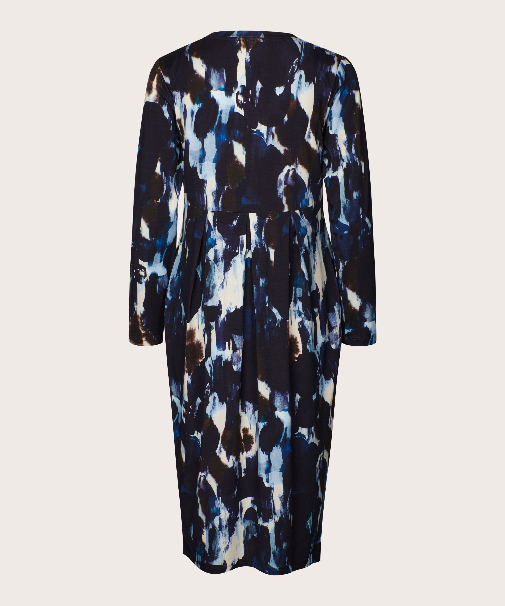 robe tulipe à motifs avec manches longues, Maritime Blue