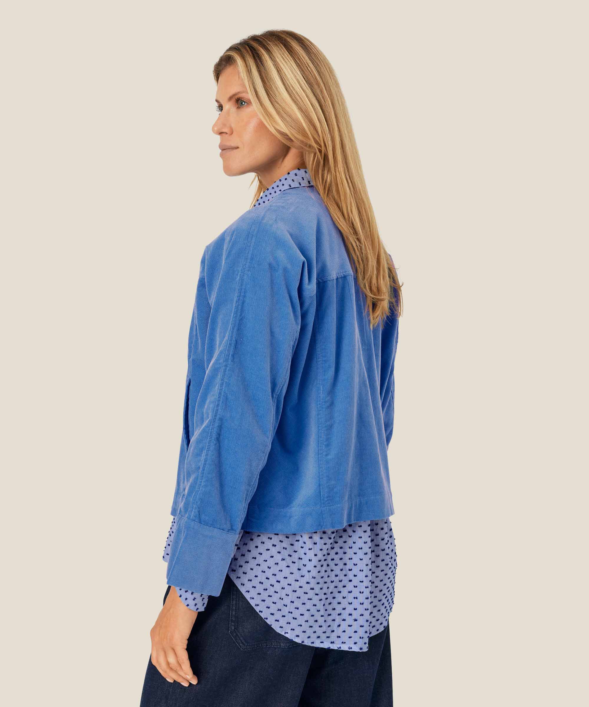 veste en velours avec boutons cachés, Federal Blue