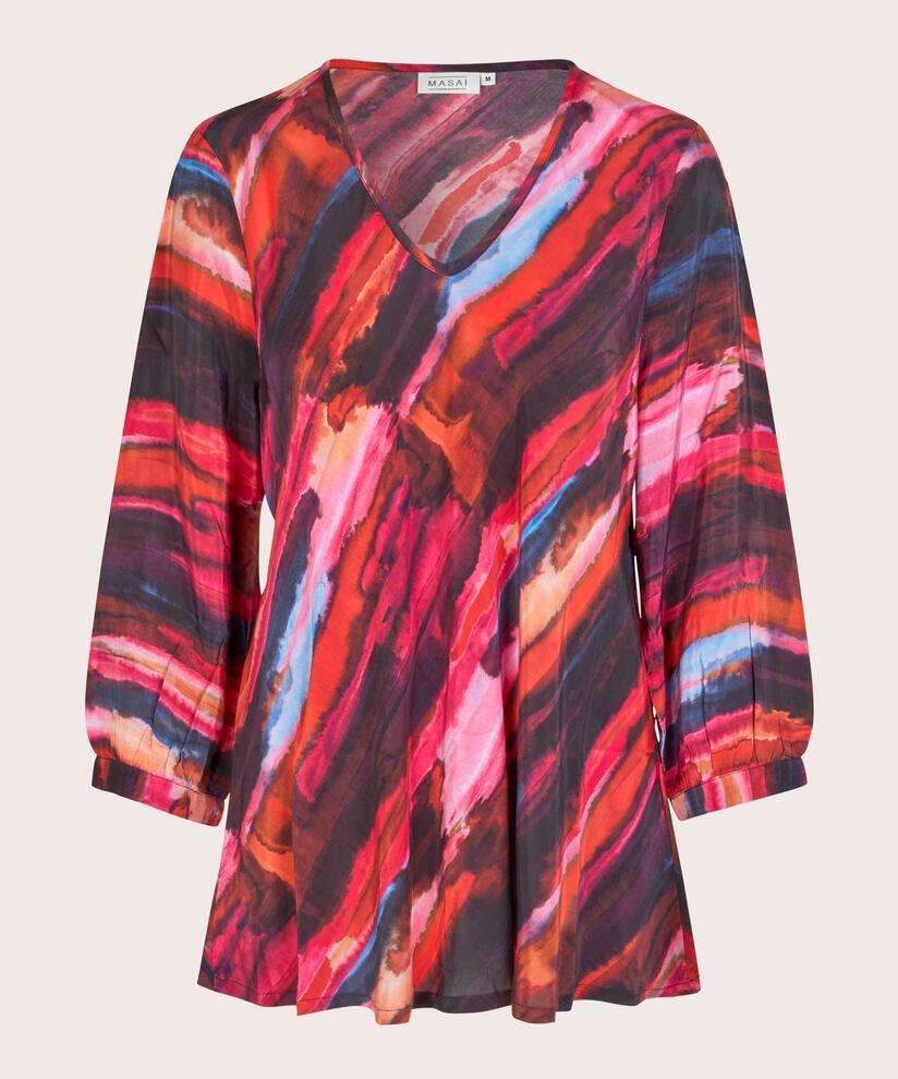 Blouse En Viscose Imprimée À Col V, Sun Tomato