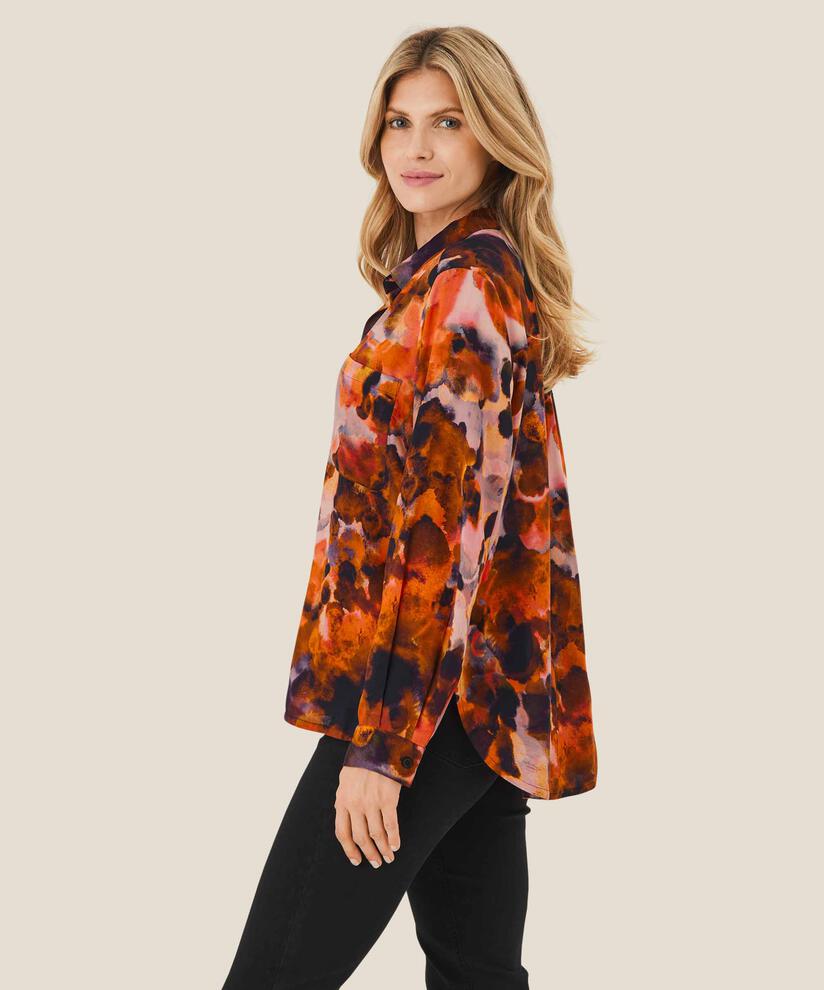 Chemise boutonnée en viscose, Spicy Orange