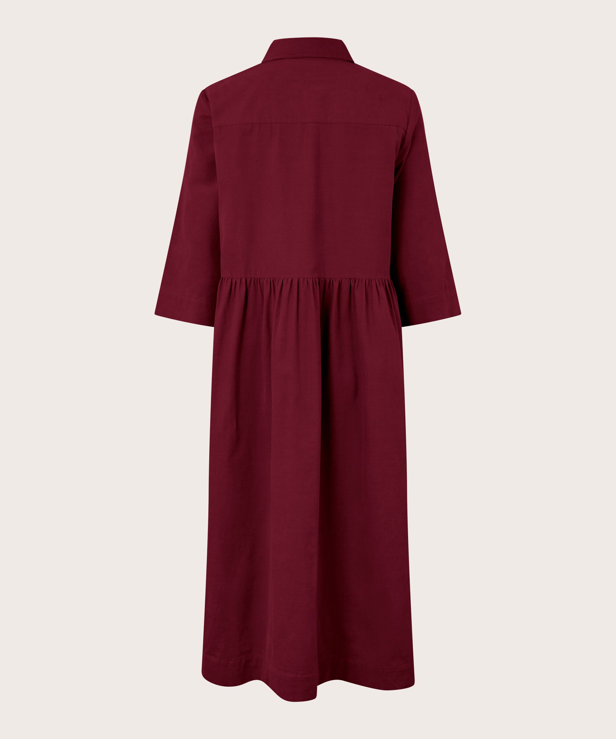 Robe Chemise En Velours À Manches 3/4, Tawny Port