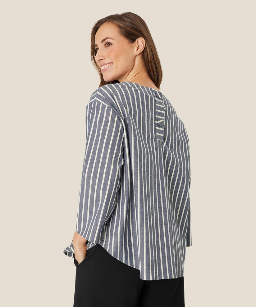 blouse en coton avec détail boutonné au cou, Black