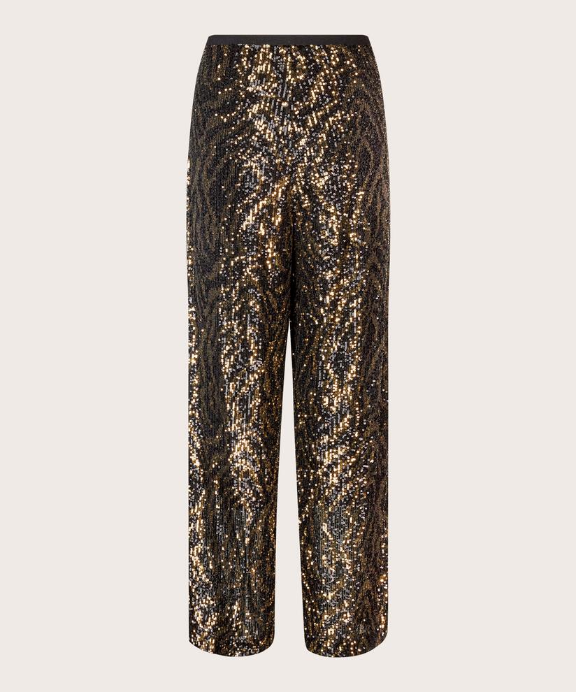 pantalon à paillettes avec élastique et zip caché, Black