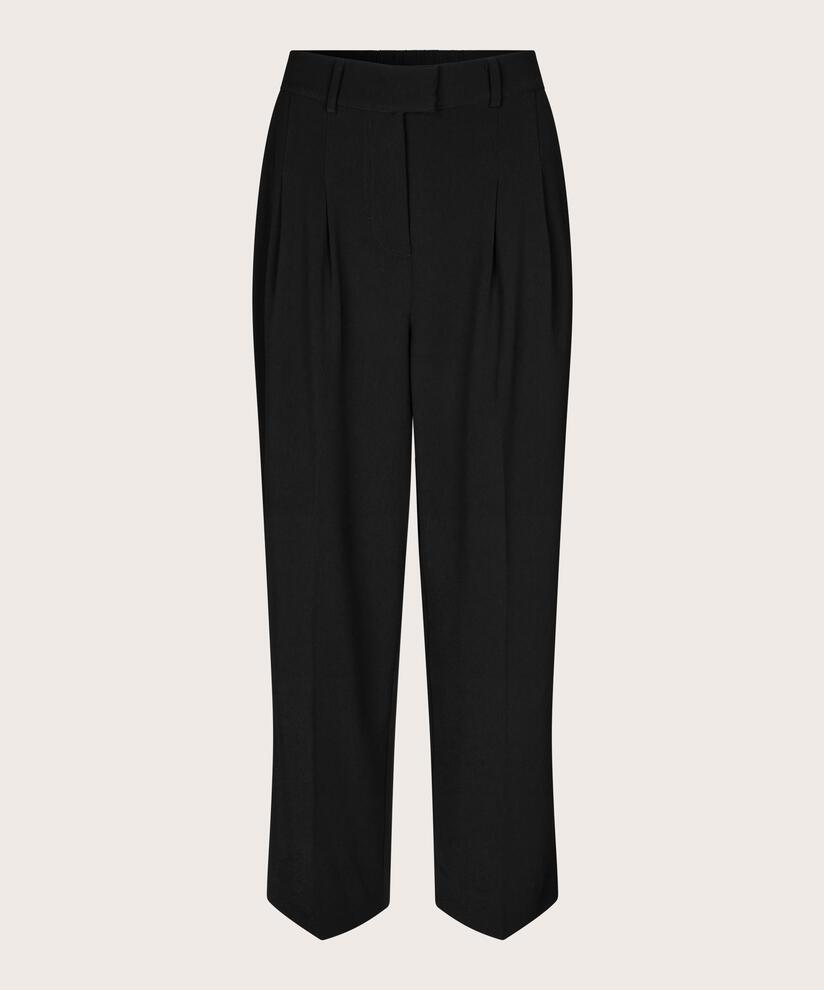 pantalon taille haute avec plis devant, Black