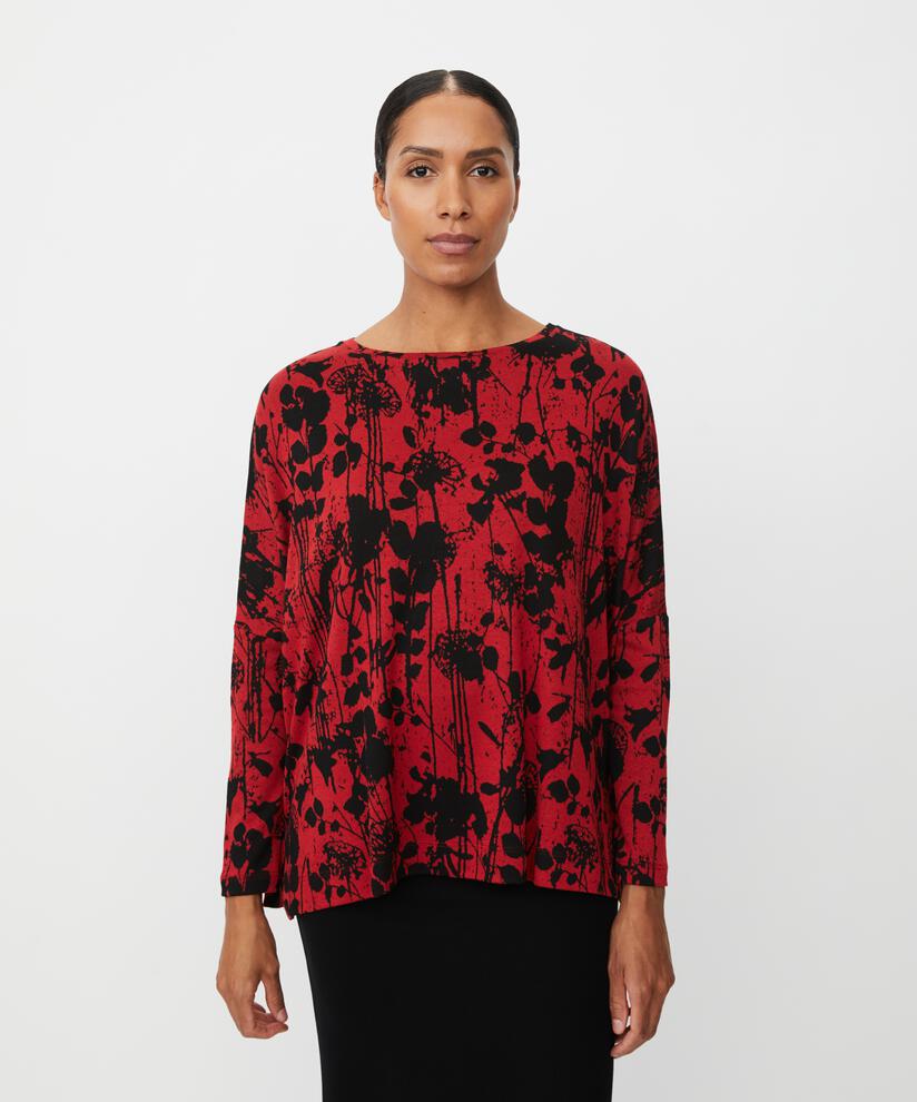 Top fleuri oversize à manches étroites, Scarlet Sage