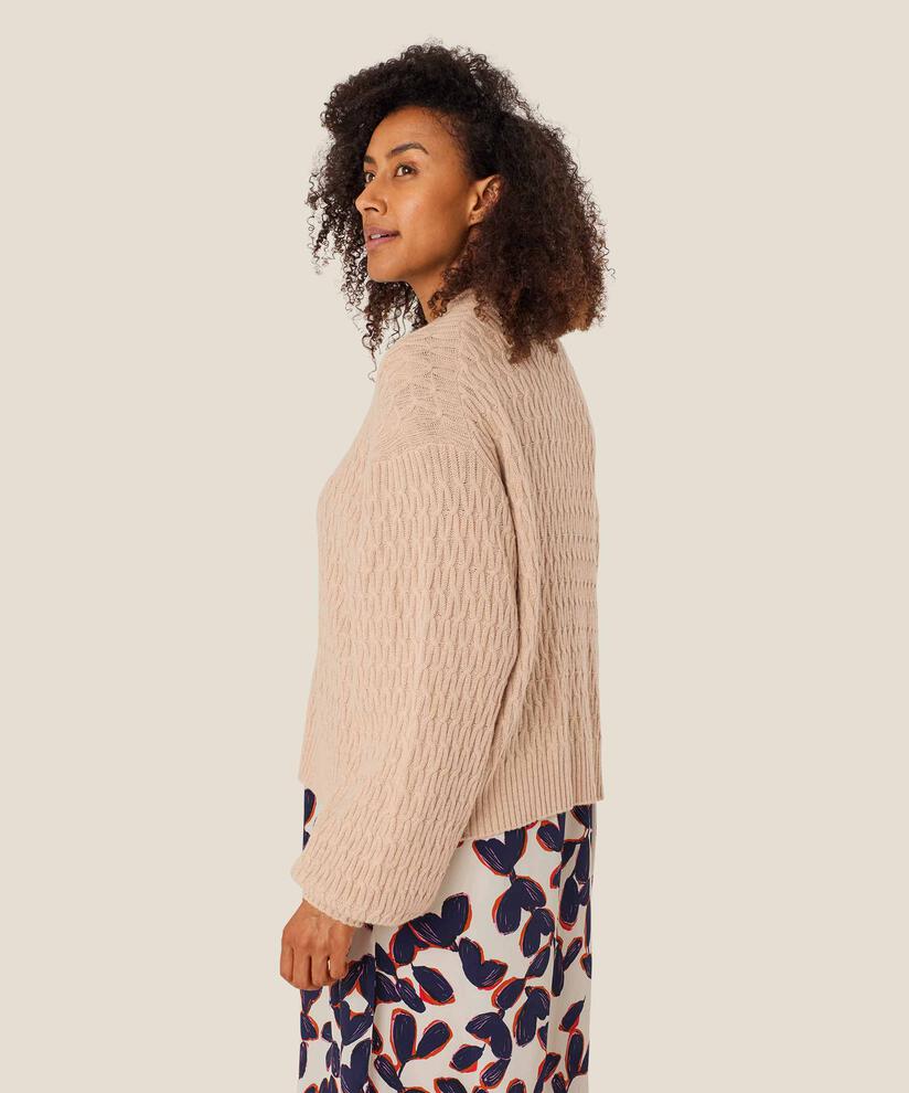 cardigan avec zip en laine mélangée, L beige mel