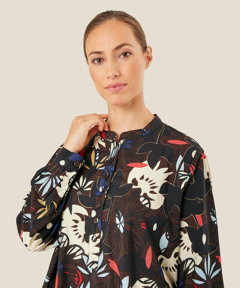 blouse en viscose à boutons, Coffee Bean