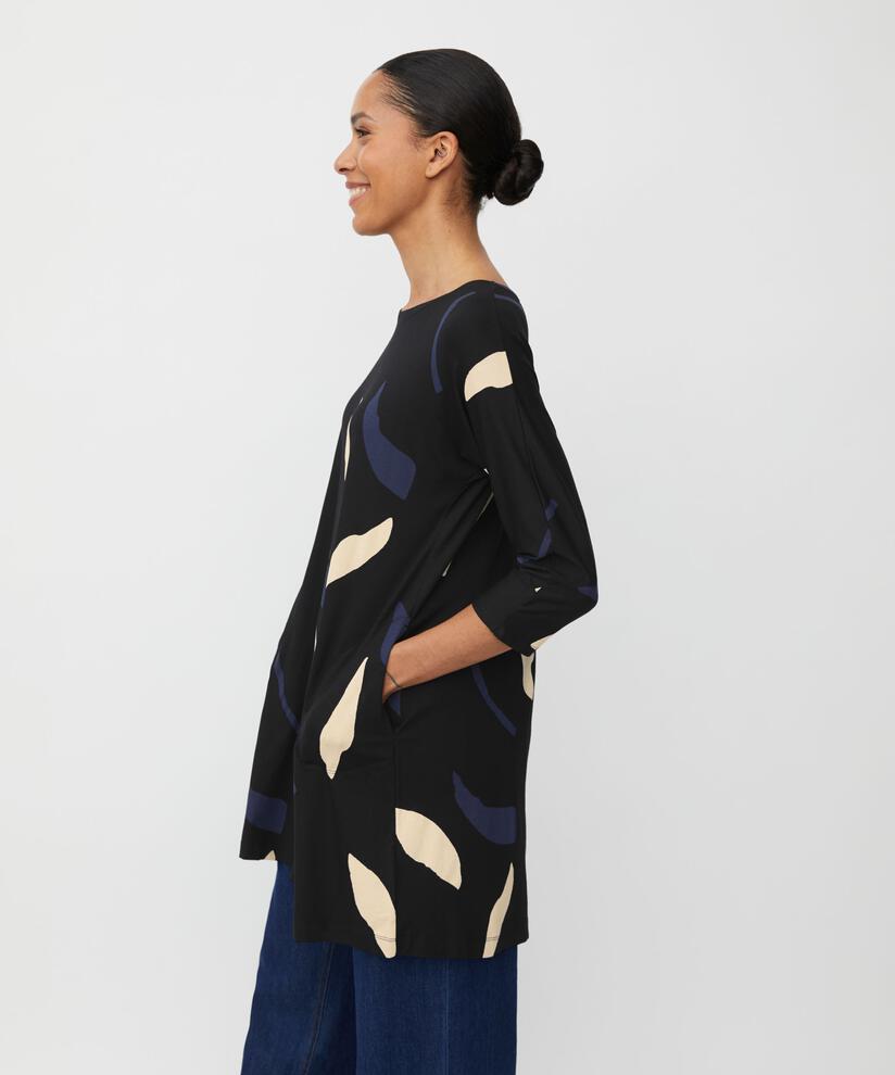Tunique En Jersey À Manches Longues Avec Poches Fendues, Navy Blazer