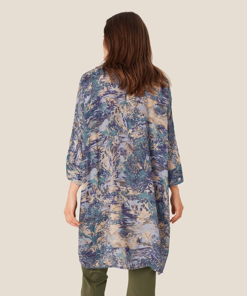 robe chemise à motif en viscose, Teal