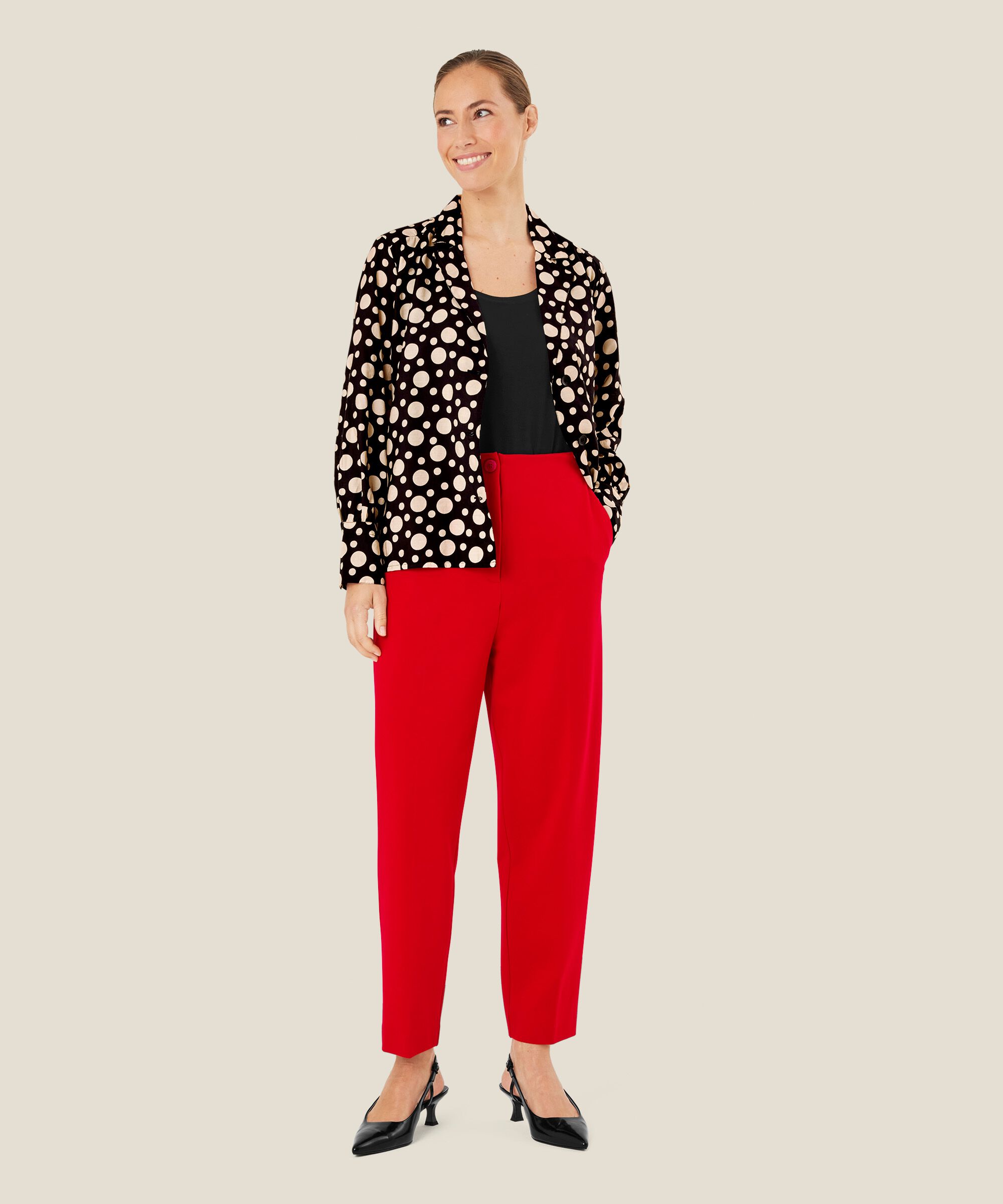 Veste chemise à pois en viscose, Black