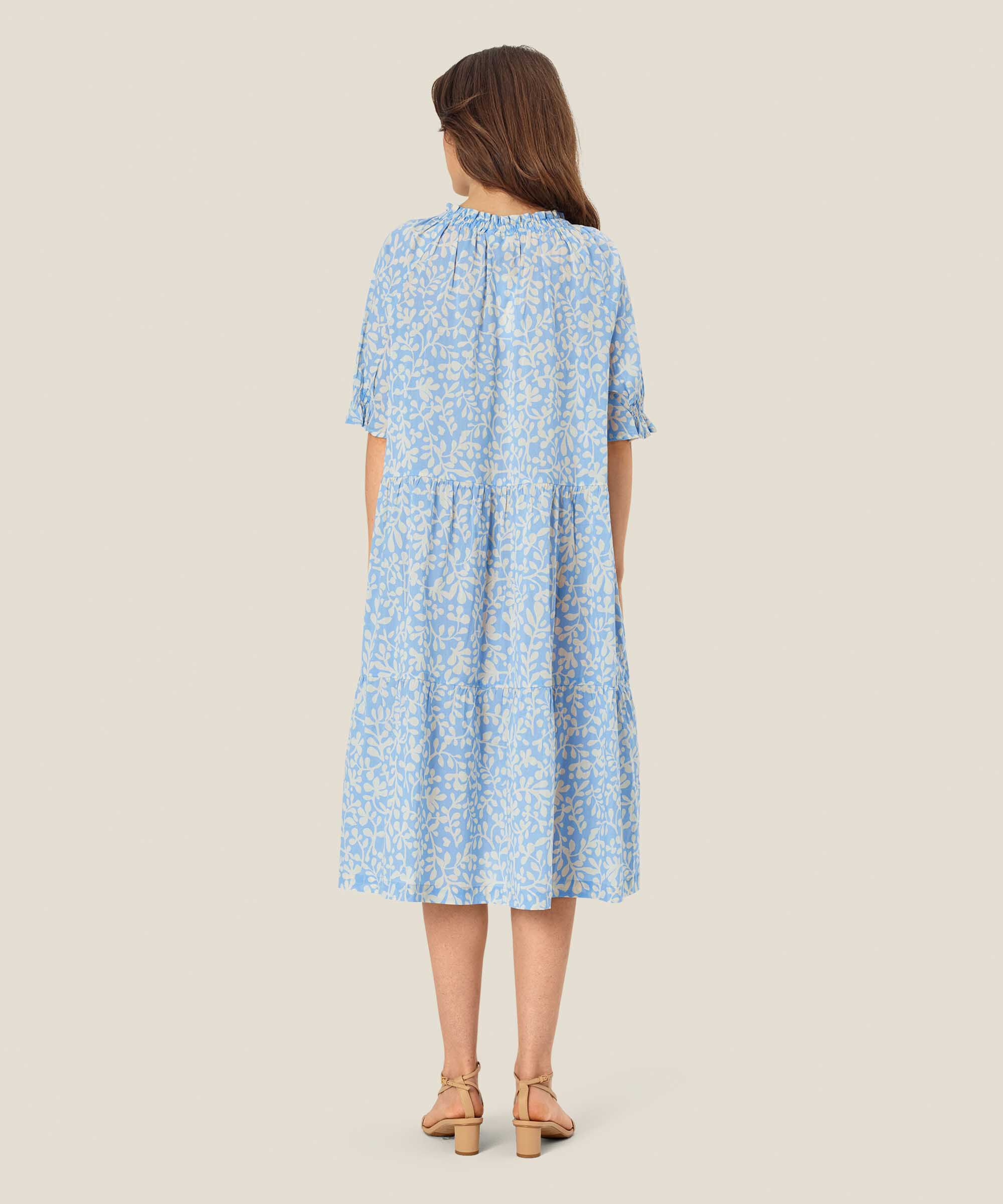 robe en coton imprimé à manches courtes, Della Blue