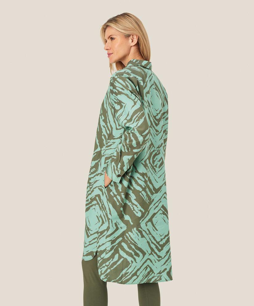 robe chemise imprimée avec poches fendues, D. Lichen Green