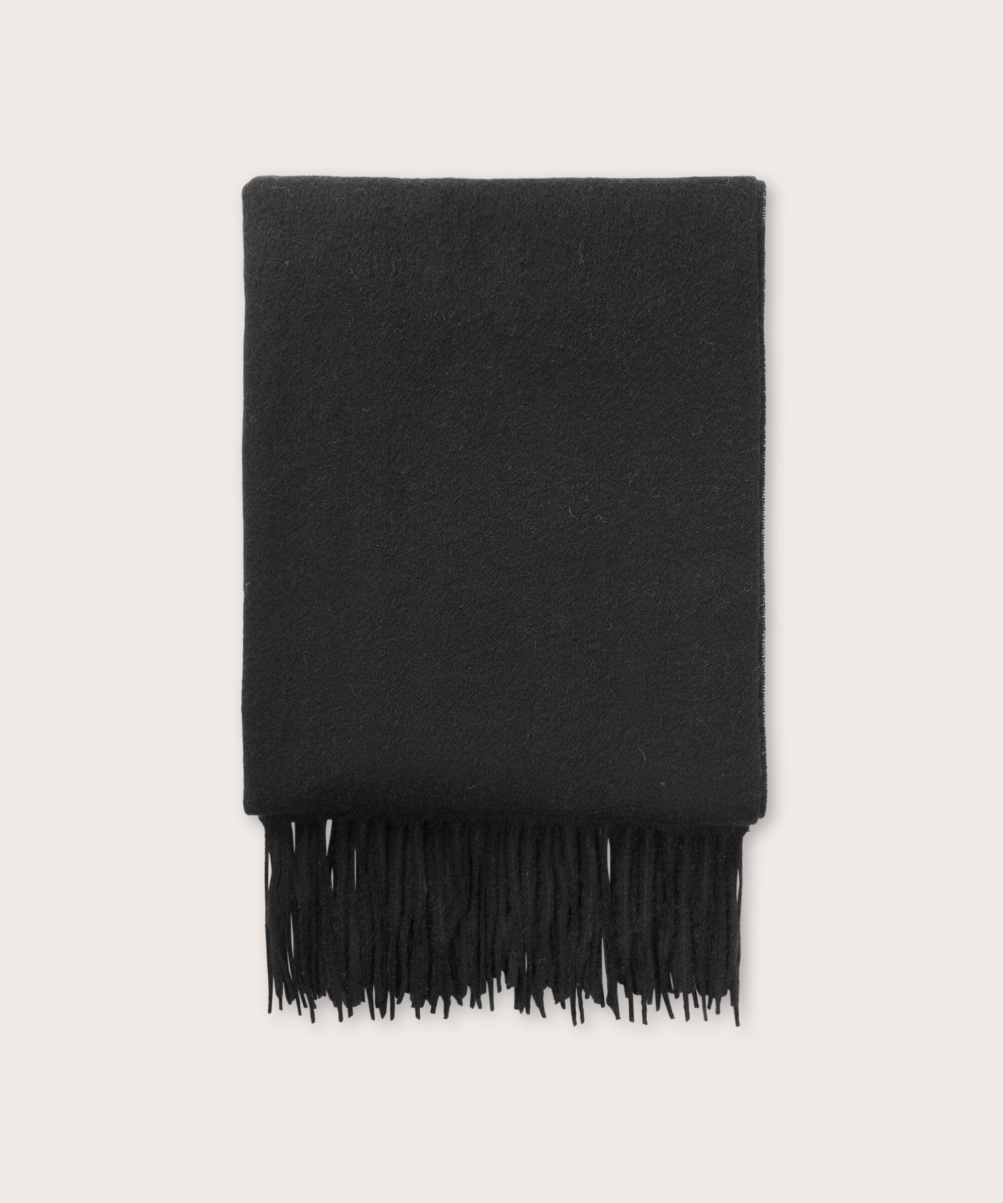 grande écharpe en laine à franges, Black