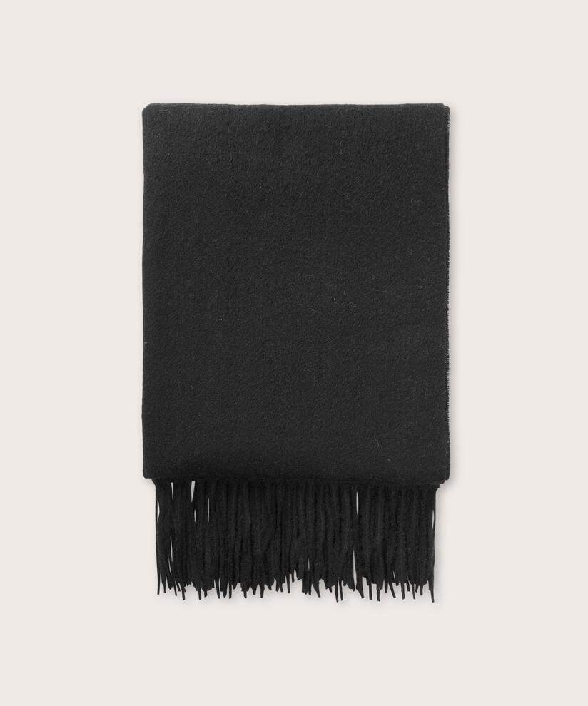 grande écharpe en laine à franges, Black