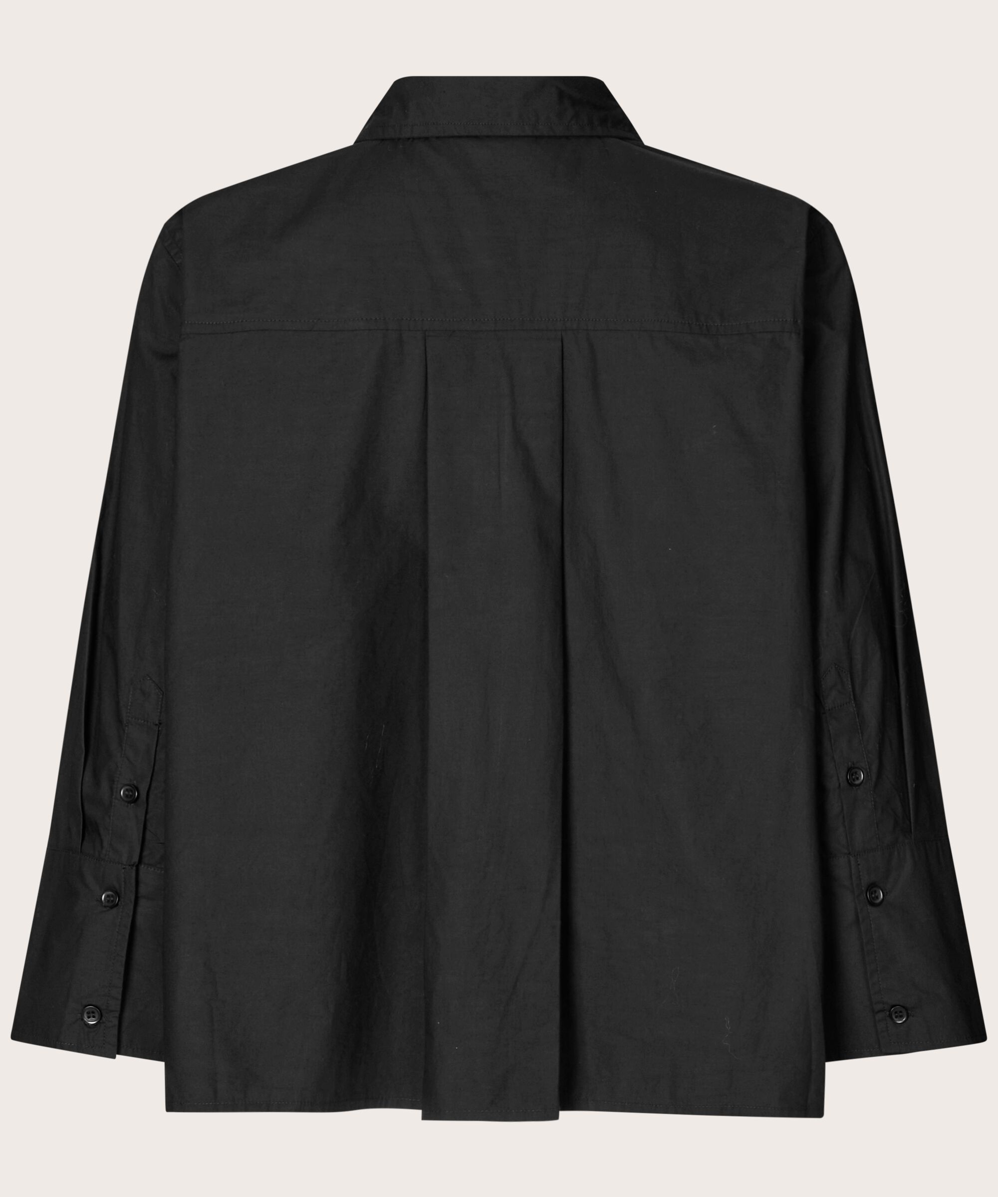 Chemise En Coton À Manches 3/4, Black
