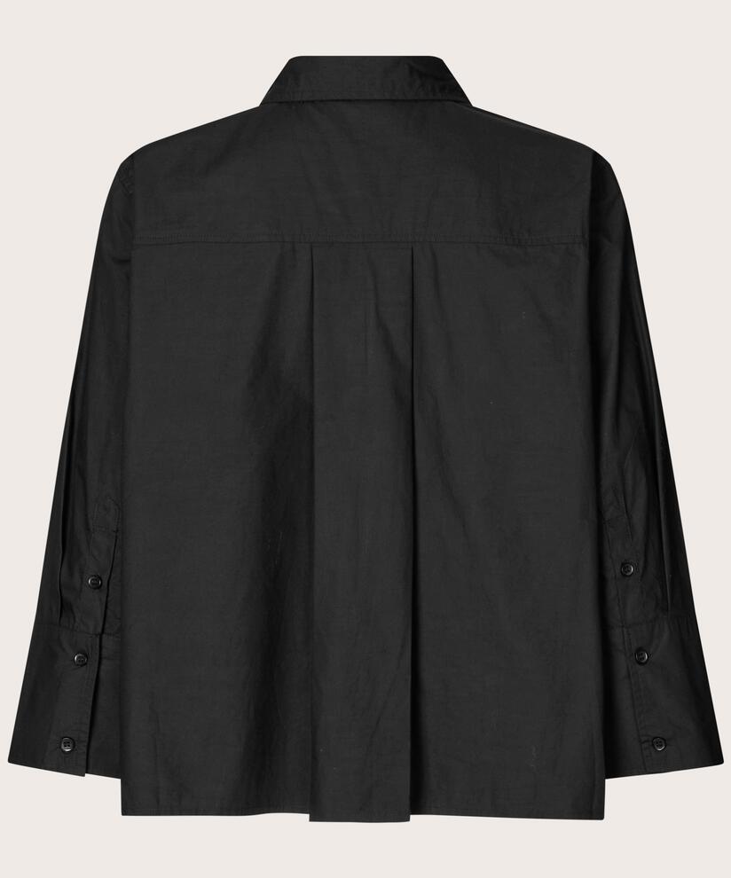 Chemise En Coton À Manches 3/4, Black