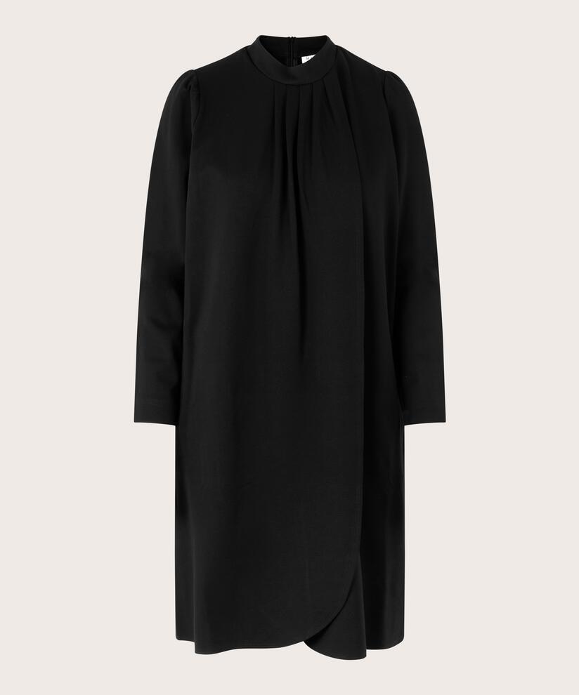 robe en jersey avec effet portefeuille et drapé, Black