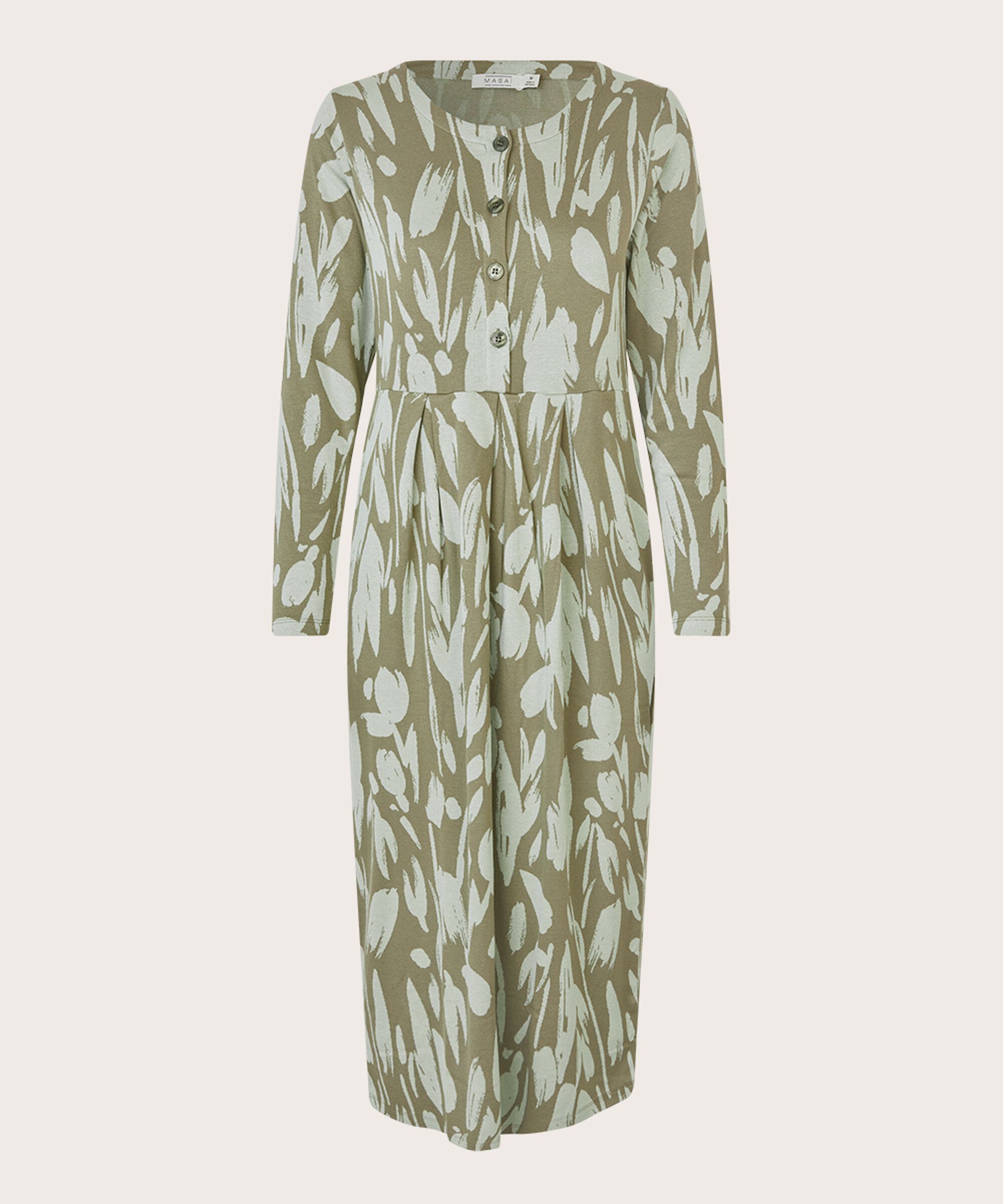 robe tulipe en jersey col rond avec boutons, Frosty Green