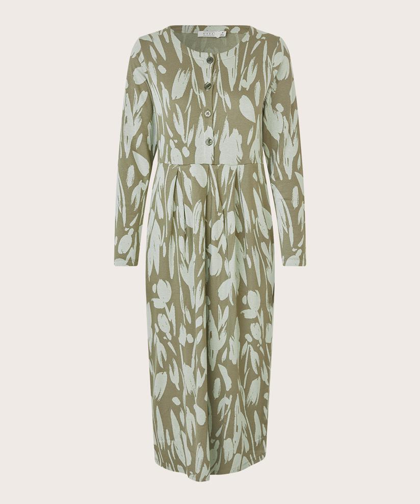 robe tulipe en jersey col rond avec boutons, Frosty Green