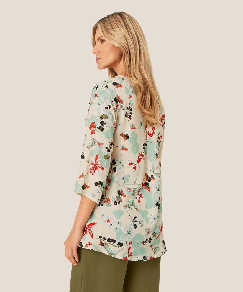 Top En Viscose À Motif À Manches Trois-quarts, Frosty Green