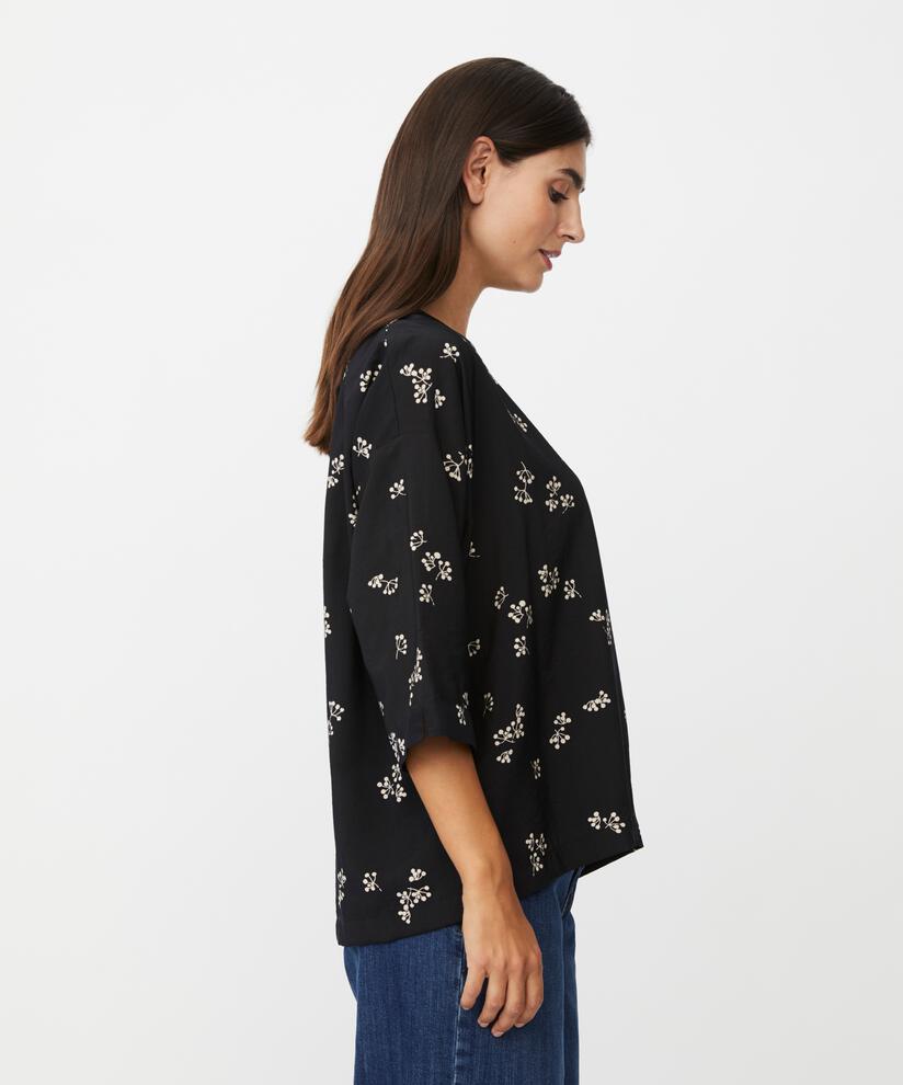 blouse en viscose imprimé à manches 3/4, Black