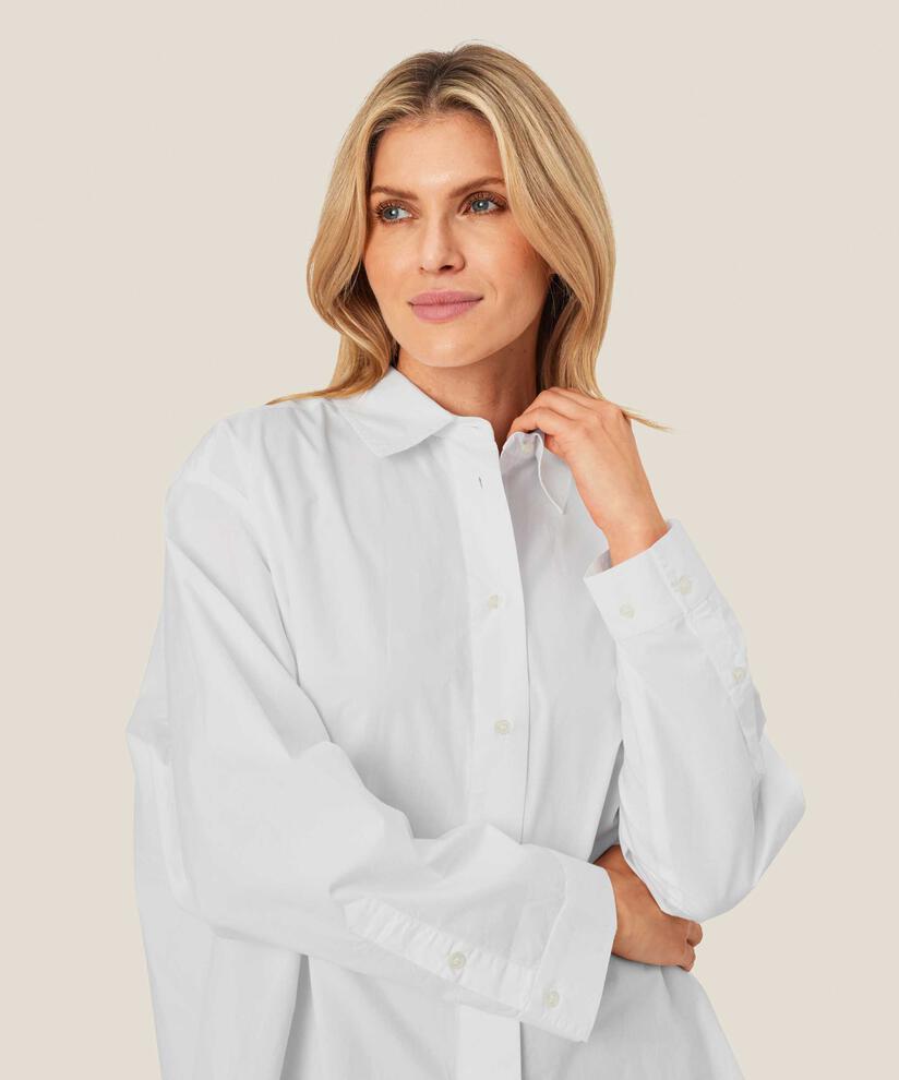Chemise Classique En Coton À Bords Arrondis, White