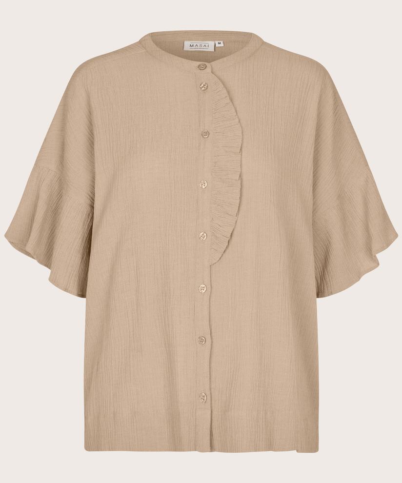 chemise en coton mélangé à manches courtes, Safari
