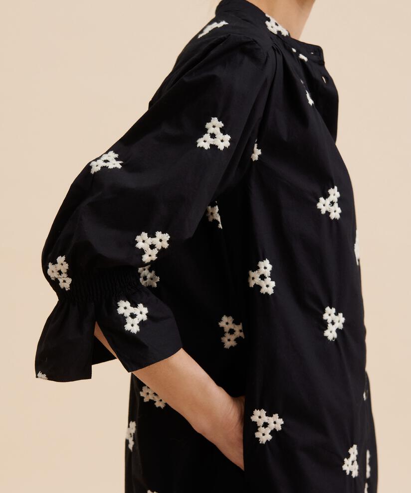 robe chemise en coton doux, Black