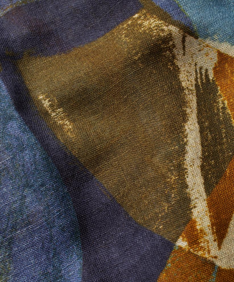 écharpe en laine mélangée imprimée, Bijou Blue