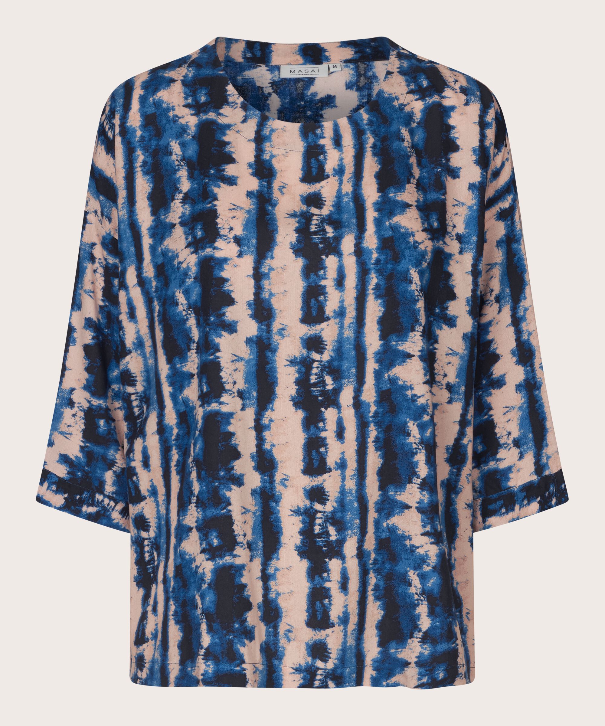 Blouse En Viscose À Manches 3/4, Navy Peony