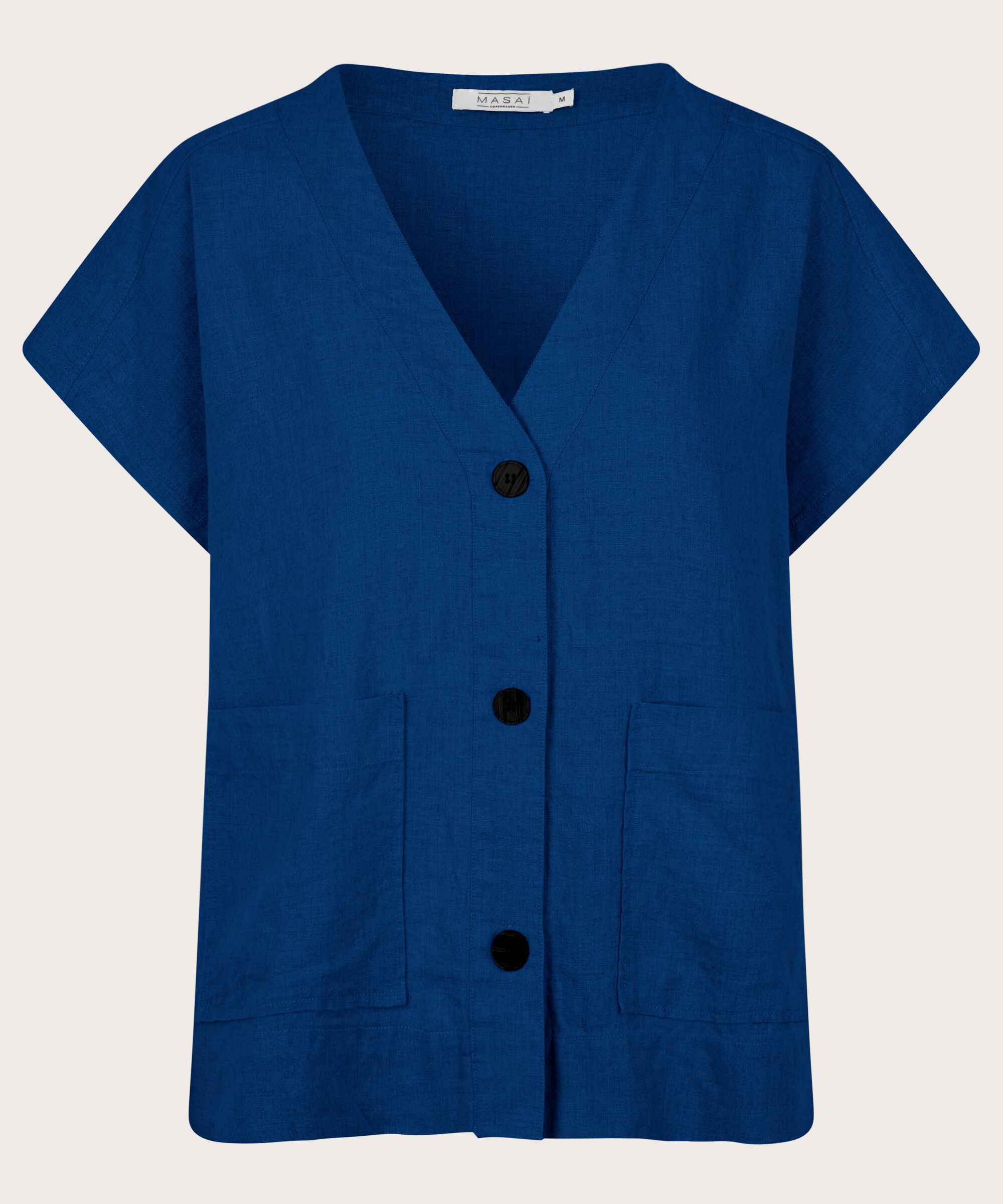 chemise en lin avec poches, Navy Peony