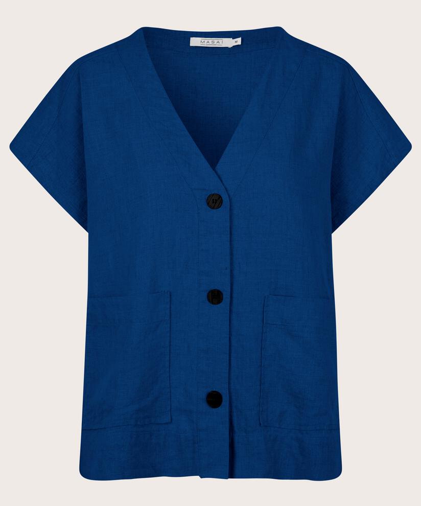 chemise en lin avec poches, Navy Peony