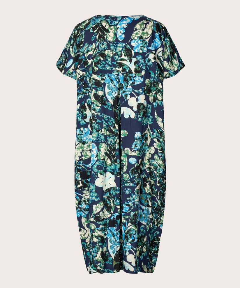 Robe En Viscose Imprimée Avec Col En V, Mood Indigo